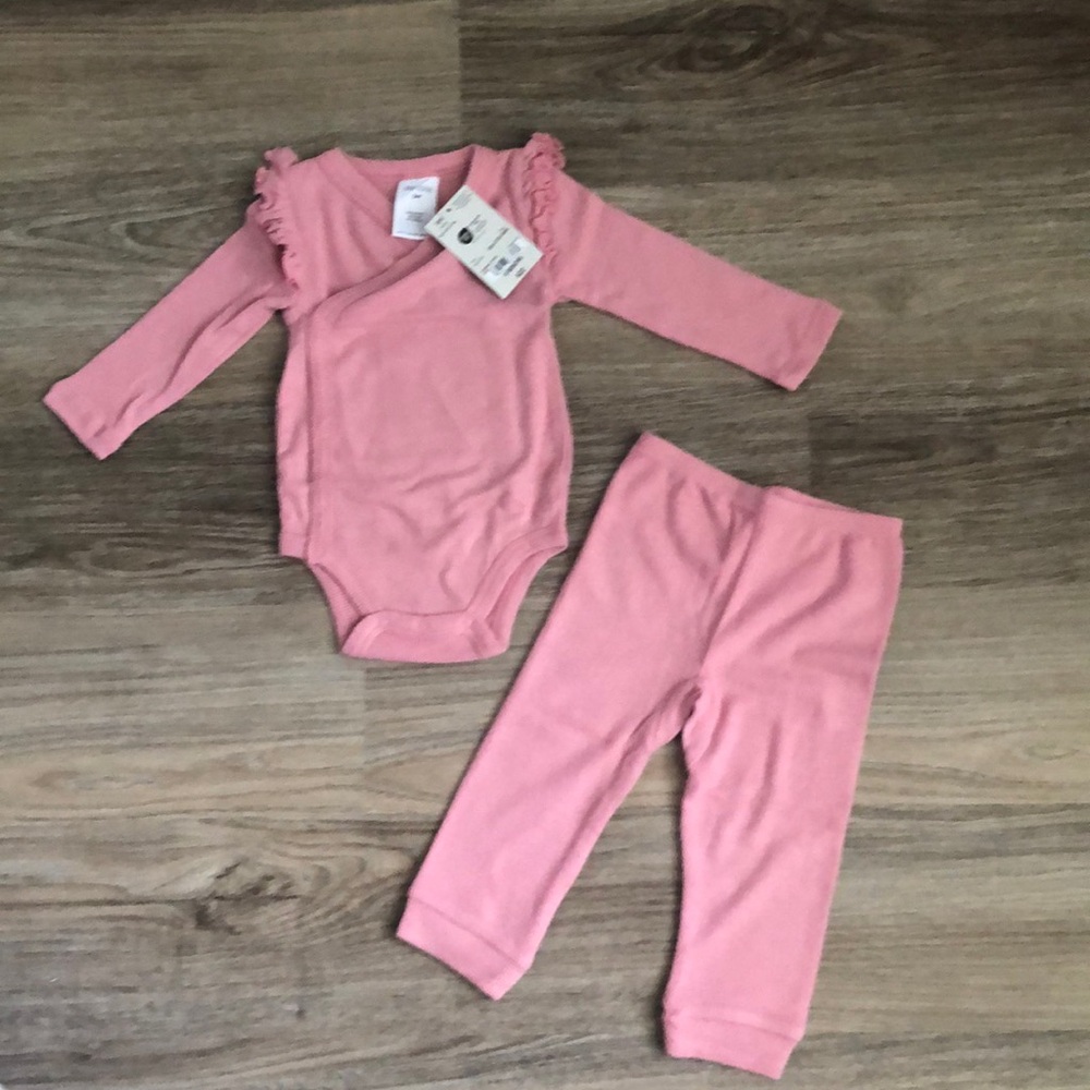 NWT Size 9 Months Okie Dokie Pink Baby Outfit Set